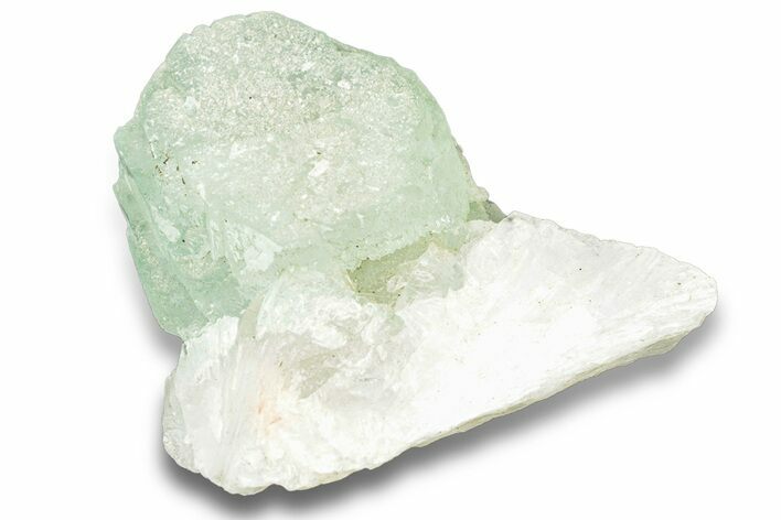 Lustrous Green Apophyllite Crystal with Stilbite - India #252425